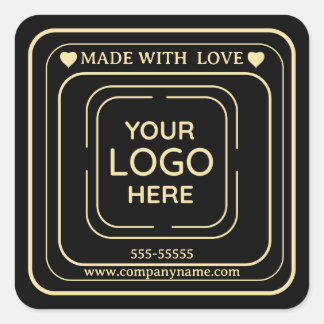Pegatina Cuadrada Logotipo empresarial "Hecho Con Amor"