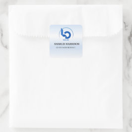 Pegatina Cuadrada Logotipo empresarial | Personal de empleados azul 