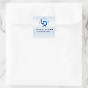 Pegatina Cuadrada Logotipo empresarial Personal de empleados azul