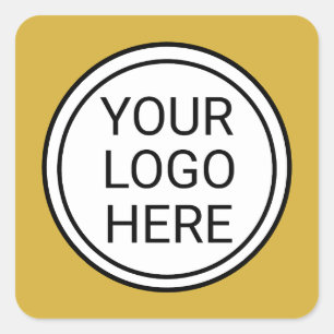 Pegatina Cuadrada Logotipo Empresarial Personalizado Dorado
