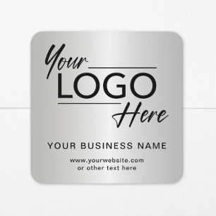 Pegatina Cuadrada Logotipo Empresarial Plata