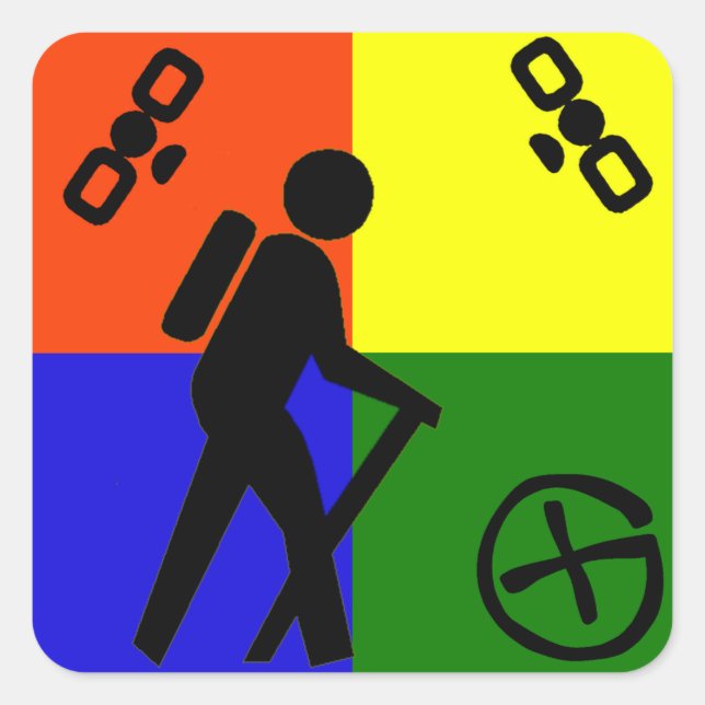 Pegatina Cuadrada Logotipo geocache (Anverso)