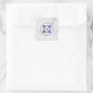 Pegatina Cuadrada Logotipo minimalista personalizable mármol blanco