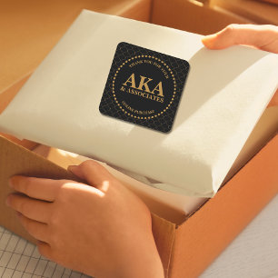 Pegatina Cuadrada Logotipo Monograma Black Gold Trellis Gracias Pega