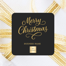 Pegatina Cuadrada logotipo negro de Navidad para negocios