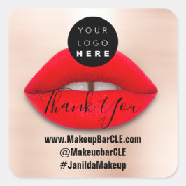 Pegatina Cuadrada Logotipo Nombre de código QR Gracias Compra Piel d