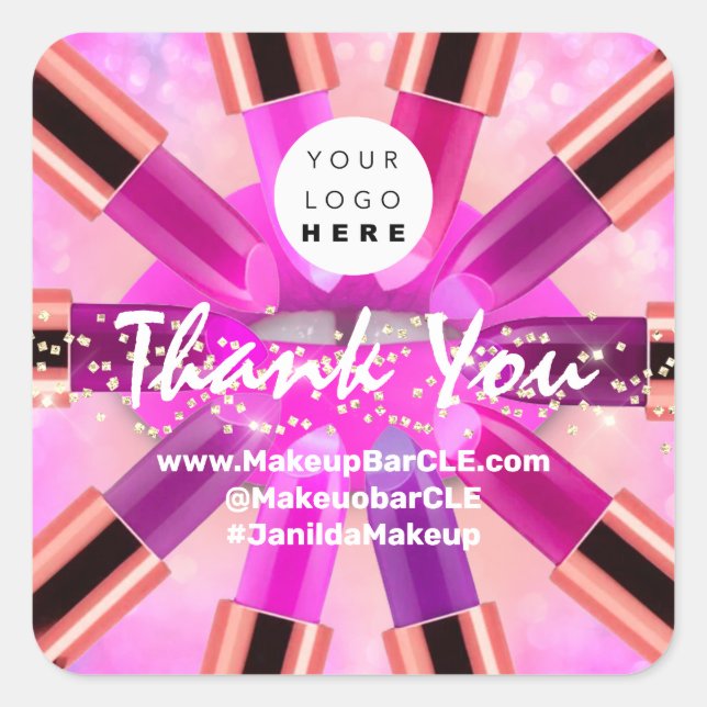 Pegatina Cuadrada Logotipo Nombre de código QR Gracias Comprar Límit (Anverso)