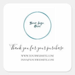 Pegatina Cuadrada Logotipo Pequeña empresa Gracias