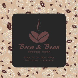 Pegatina Cuadrada Logotipo personalizado de cafetería en sticker cua