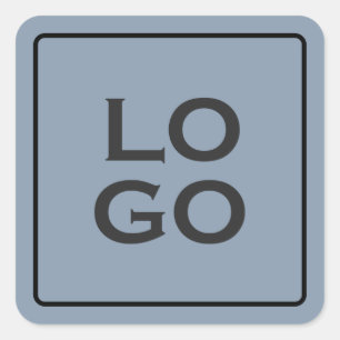 Pegatina Cuadrada Logotipo personalizado en azul turbio con marco