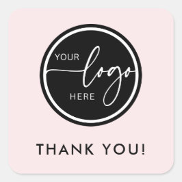 Pegatina Cuadrada Logotipo personalizado rosa minimalista agradecimi