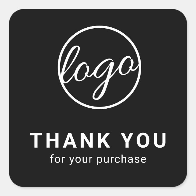 Pegatina Cuadrada Logotipo personalizado Simple Gracias Negros (Anverso)
