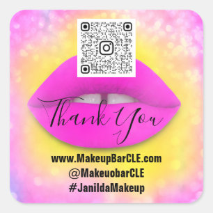 Pegatina Cuadrada Logotipo QR Nombre de código Gracias Comprar Lilos