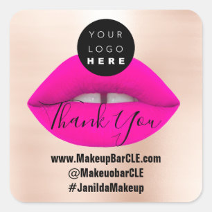 Pegatina Cuadrada Logotipo QR Nombre del código Gracias Comprar Lips