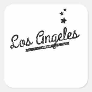 Pegatina Cuadrada Logotipo retro de Los Ángeles con problemas