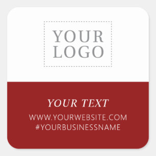 Pegatina Cuadrada Logotipo Rojo Negocio Gracias Paquete Personalizad