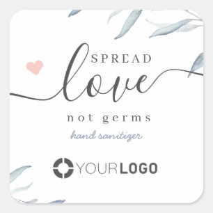 Pegatina Cuadrada Logotipo Sanitizer Blue Greenera de Spread Love Ha