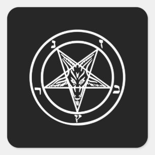 Pegatina Cuadrada Logotipo satánico de la cabra pentagrama invertida