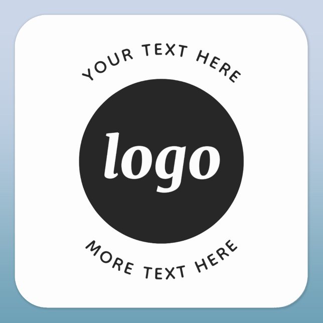 Pegatina Cuadrada Logotipo simple con negocio de texto (Logo with custom text business promotional sticker)