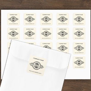 Pegatina Cuadrada Logotipo y sitio web Personalizado cuadrado Crema 