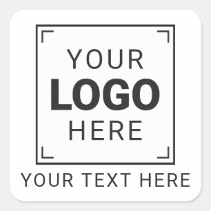 Pegatina Cuadrada Logotipo y texto comercial profesional personaliza