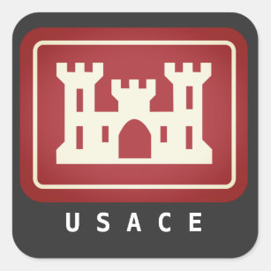 Pegatina Cuadrada Logotipo y texto de USACE