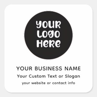 Pegatina Cuadrada Logotipo y texto personalizados de empresa y negoc