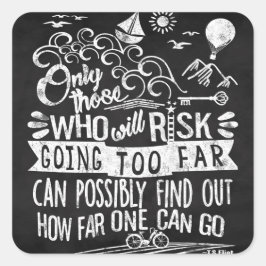 Pegatina Cuadrada Logro exitoso Perseverancia Tipografía Cita