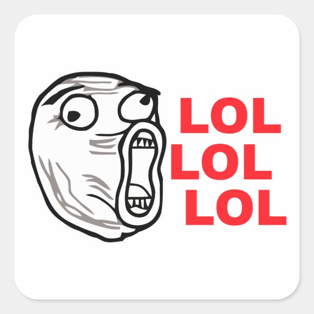 Pegatina Cuadrada lol face meme humor rofl omg (Anverso)