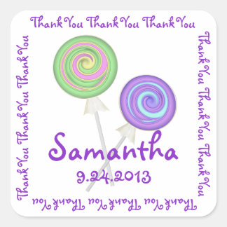 Pegatina Cuadrada Lollipop Candy Gracias