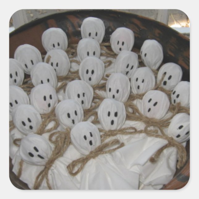 Pegatina Cuadrada Lollipop Ghosts (Anverso)