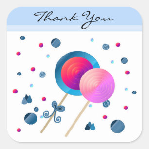 Pegatina Cuadrada Lollipop Gracias