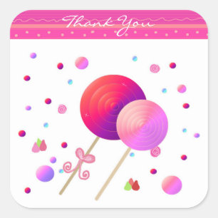 Pegatina Cuadrada Lollipop Gracias