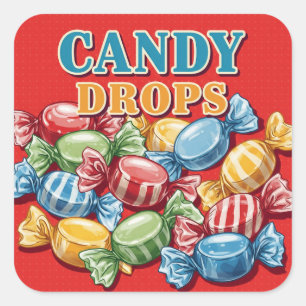 Pegatina Cuadrada Lollipops, póster vintage de Natasha Us