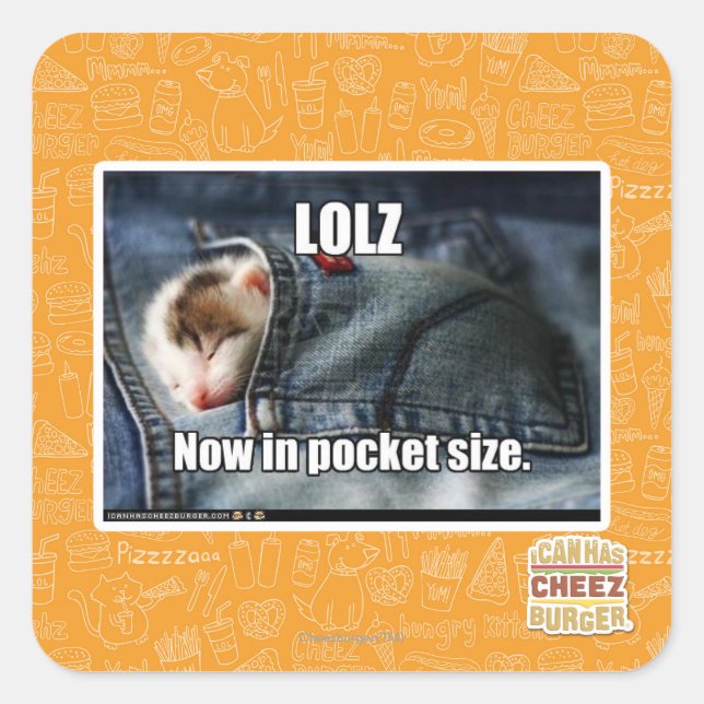 Pegatina Cuadrada LOLZ ahora en de bolsillo (Anverso)