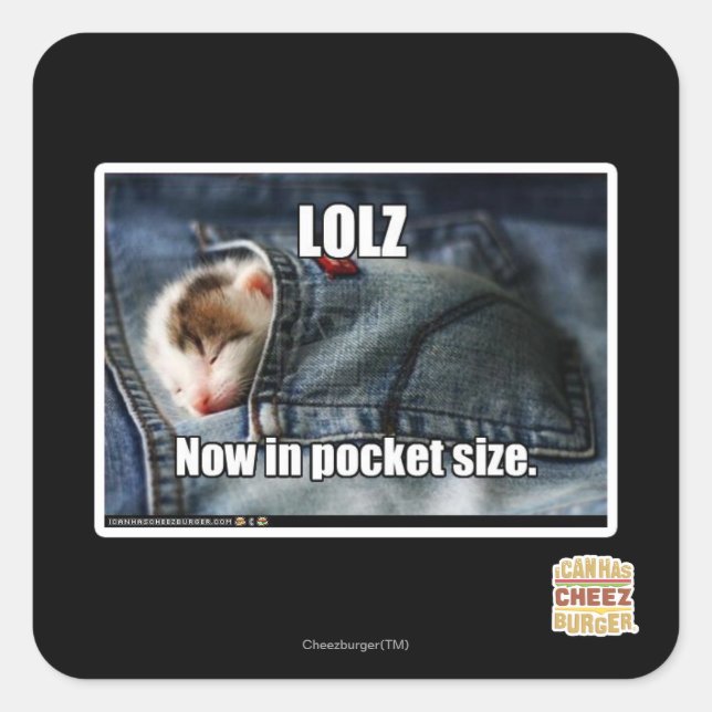 Pegatina Cuadrada LOLZ Ahora en tamaño de bolsillo (Anverso)