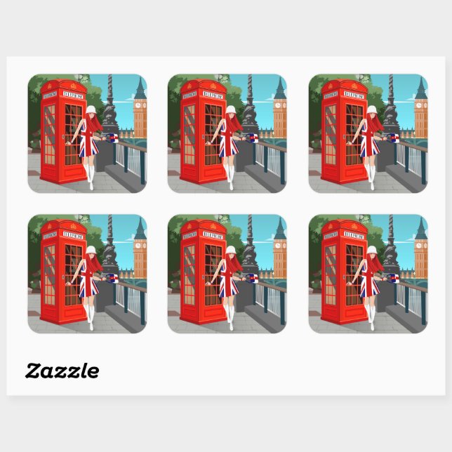 Pegatina Cuadrada London Calling (Hoja)