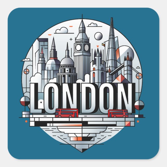 Pegatina Cuadrada London England United Kingdom (Anverso)