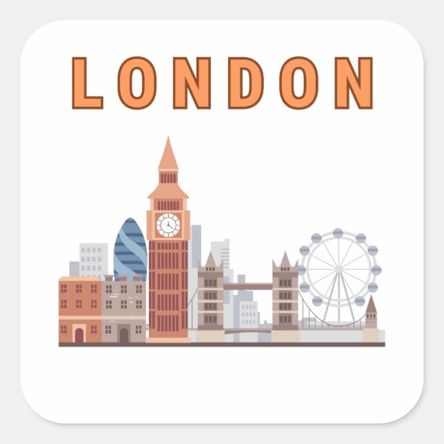 Pegatina Cuadrada London Skyline Square Stickers (Anverso)