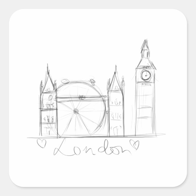 Pegatina Cuadrada Londres (Anverso)