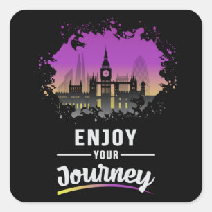 Pegatina Cuadrada Londres Inglaterra City Cityscape Skyline Funny Gi