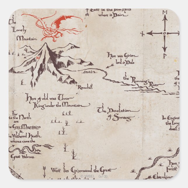 Pegatina Cuadrada Lonely Mountain (Anverso)