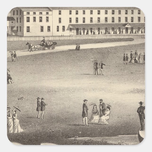 Pegatina Cuadrada Long Beach House, Long Beach, NJ (Anverso)