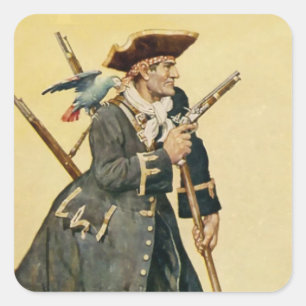Pegatina Cuadrada “Long John Silver” de “La Isla del Tesoro”