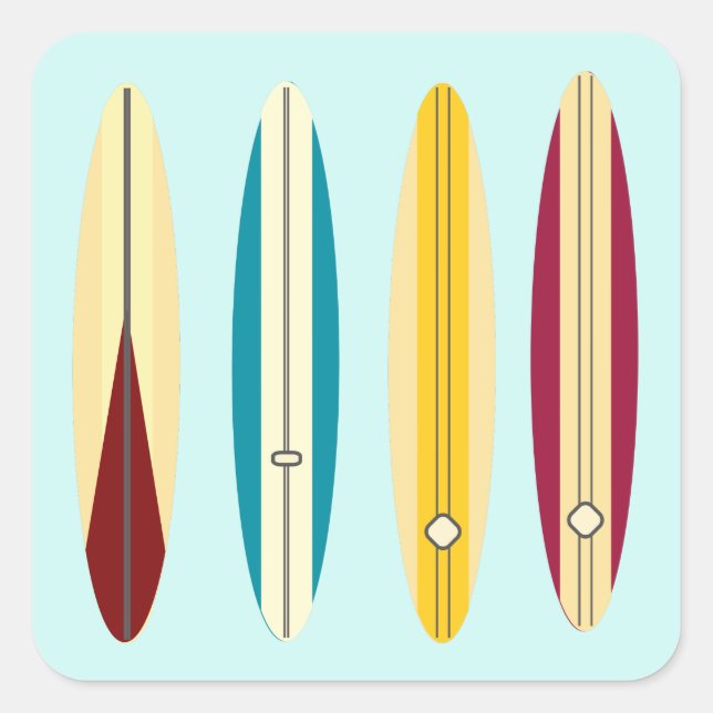 Pegatina Cuadrada Longboards Vintage (Anverso)