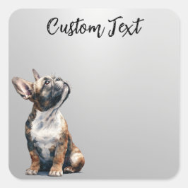 Pegatina Cuadrada Looking Up Puppy-6 | Personalized Custom Text