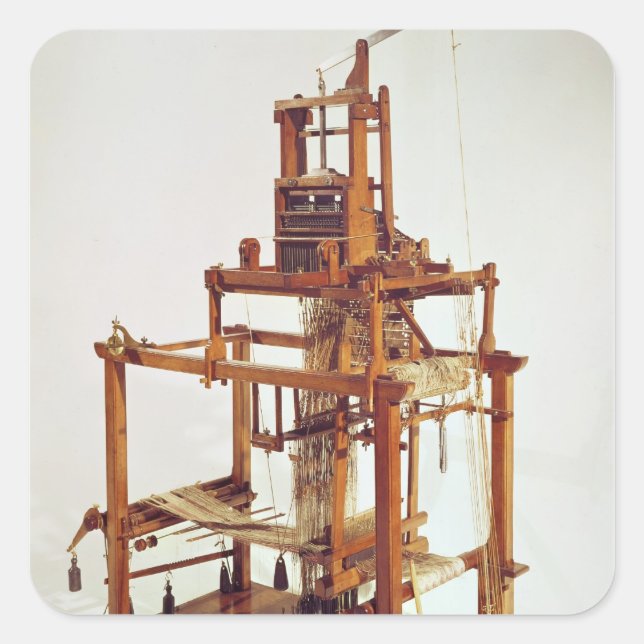 Pegatina Cuadrada Loom diseñado por Joseph Marie Jacquard (Anverso)