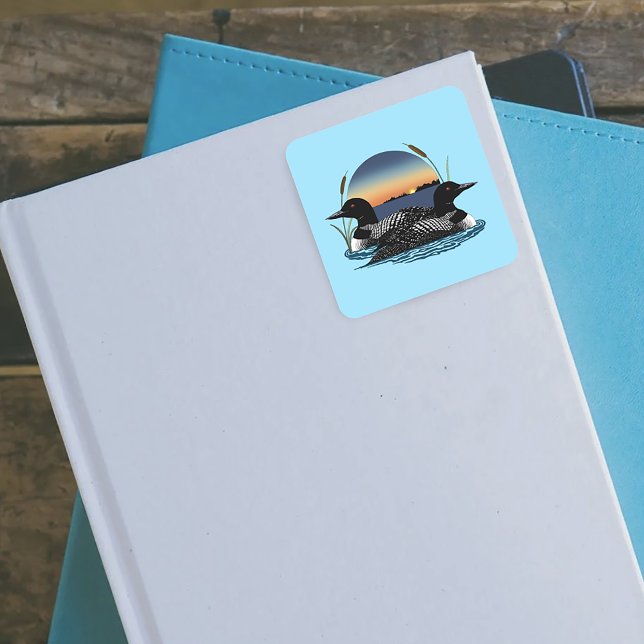 Pegatina Cuadrada Loon Couple Sunset Blue (Subido por el creador)