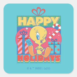 Pegatina Cuadrada LOONEY TUNES™ | TWEETY™ Felices Fiestas