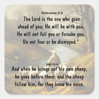 Pegatina Cuadrada Lord Good Shephere Go Before You Bible Scripture